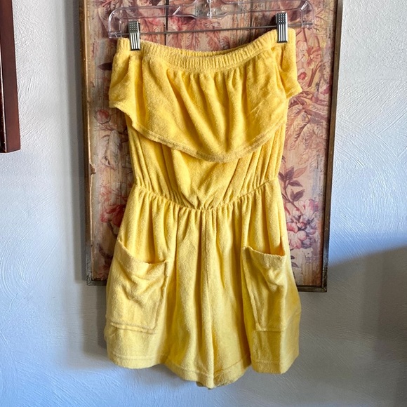 70s RETRO TERRY ROMPER STRAPLESS ROMPER TERRYCLOTH PLAYSUIT S - Picture 3 of 17